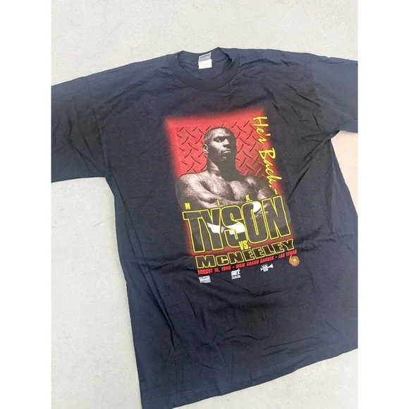 Vtg 1995 Mike Tyson vs Peter McNeeley Shirt XL MGM Grand KO Wear Boxing - Picture 2 of 8